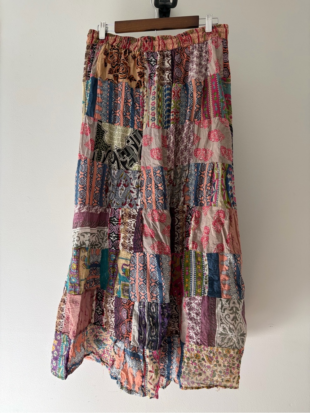 Patchwork Cotton Colorful Pull On Boho Festival Maxi Skirt - Picture 10 of 13